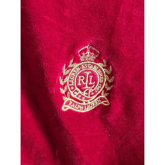 Lauren Ralph Lauren Active Velvet Velour Zip Up Red Training Jacket Size large - Picture 3 of 9
